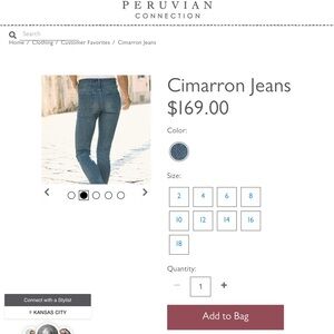 Peruvian Connection Blue Jeans size 2